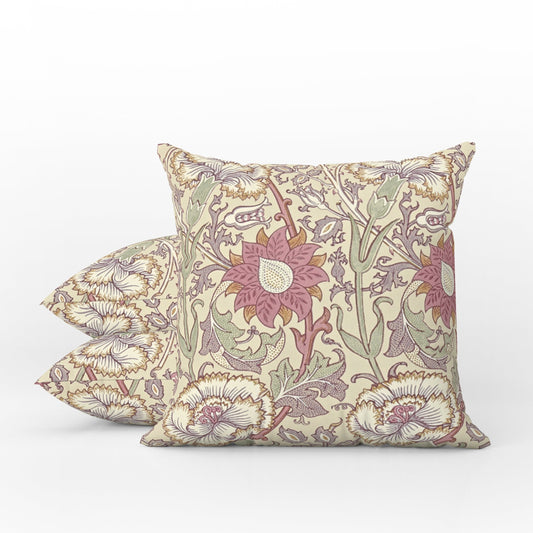 Pink & Rose Outdoor Pillow William Morris Manilla Wine