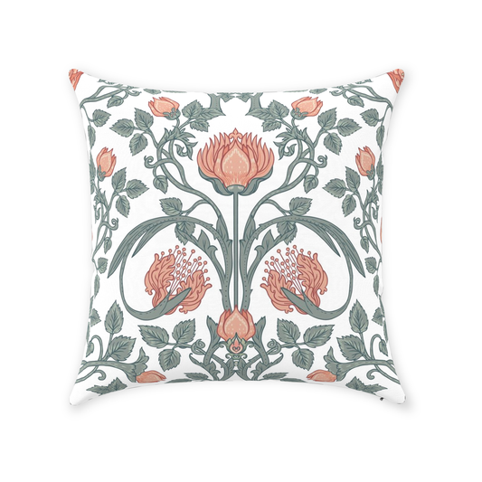 William Morris Cotton Pillows Sage Peach Art Nouveau