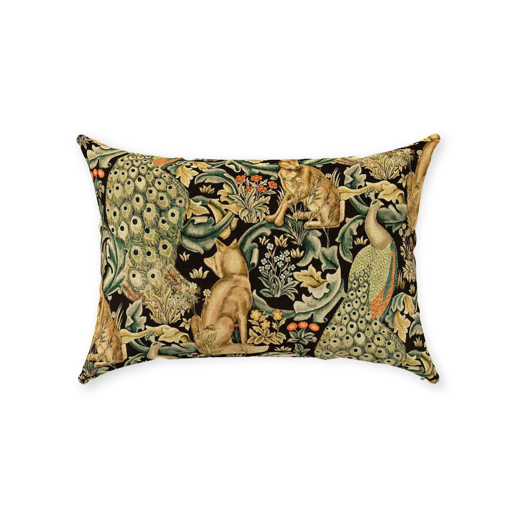 Forest Cotton Throw Pillows William Morris Charcoal Black