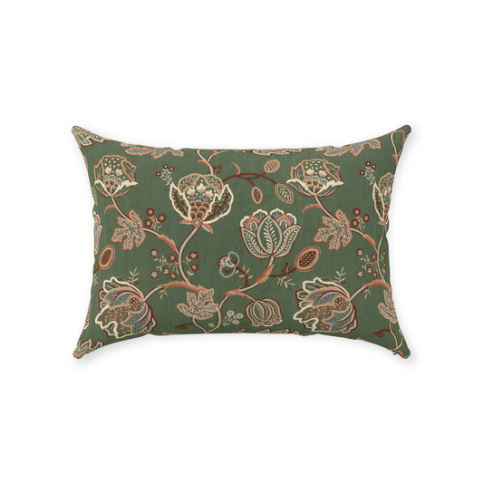 Theodosia Cotton Throw Pillows William Morris Bottle Green