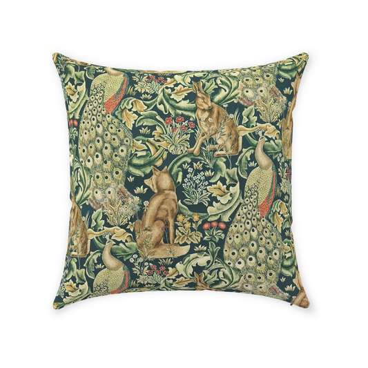 Forest Cotton Throw Pillows William Morris Green