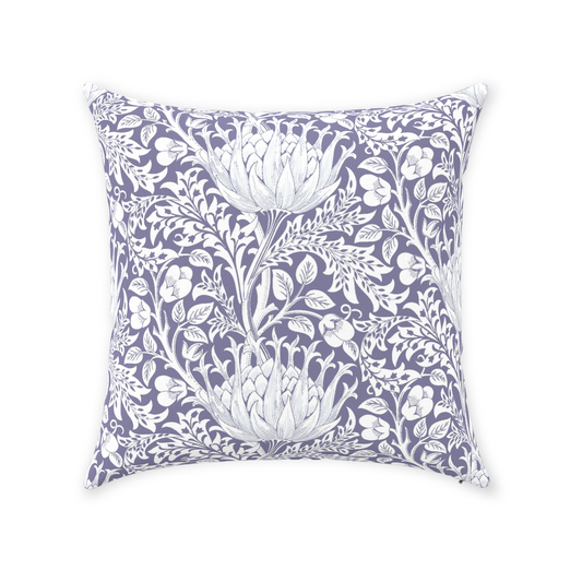 Artichoke Cotton Throw Pillows William Morris Heather Purple