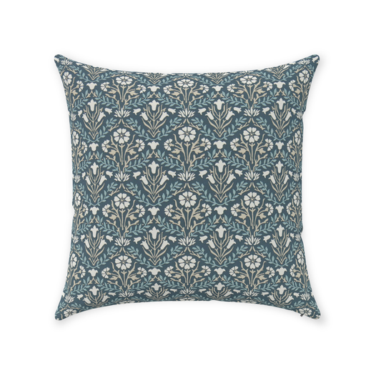 Bellflower Cotton Throw Pillows William Morris Blue Indigo Linen