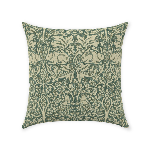 Brer Rabbit Cotton Throw Pillows William Morris Green Forest Manilla