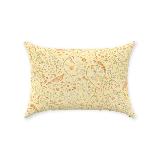Newill Owl Cotton Throw Pillows William Morris Lemon Yellow