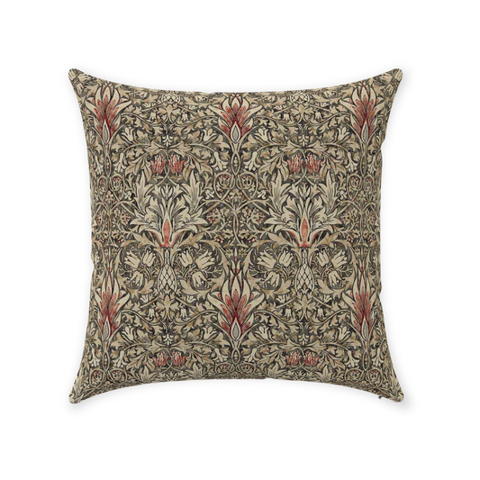 Snakeshead Cotton Throw Pillows William Morris Charcoal Spice