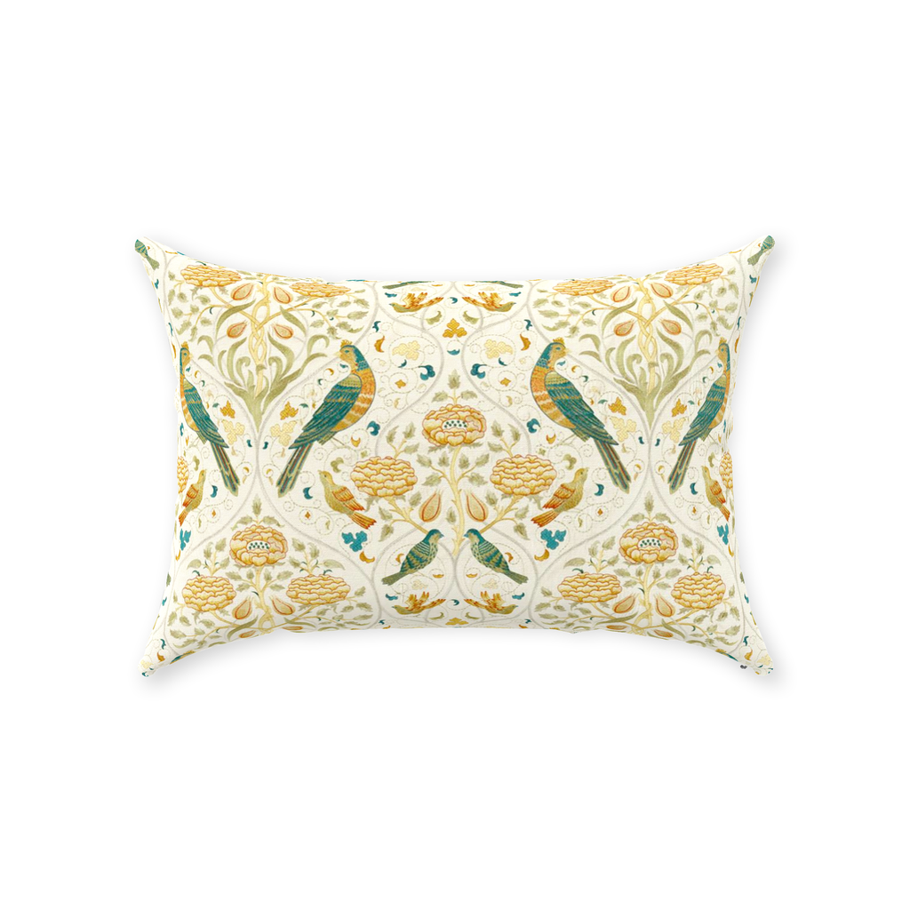 Seasons by May William Morris Cotton Throw Pillows Seaglass Brick