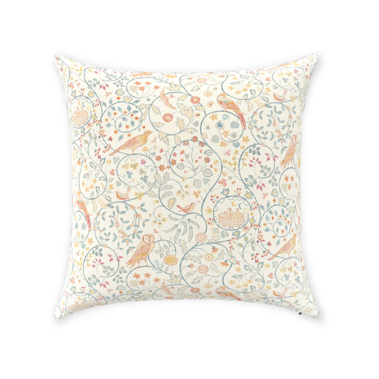 Newill Owl Cotton Throw Pillows William Morris Indigo Saffron