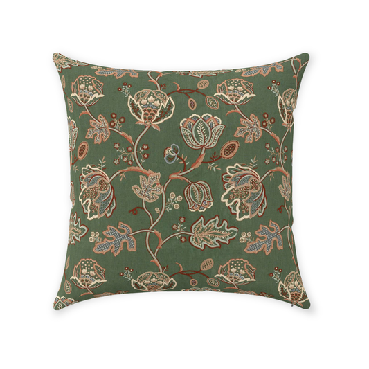 Theodosia Cotton Throw Pillows William Morris Bottle Green
