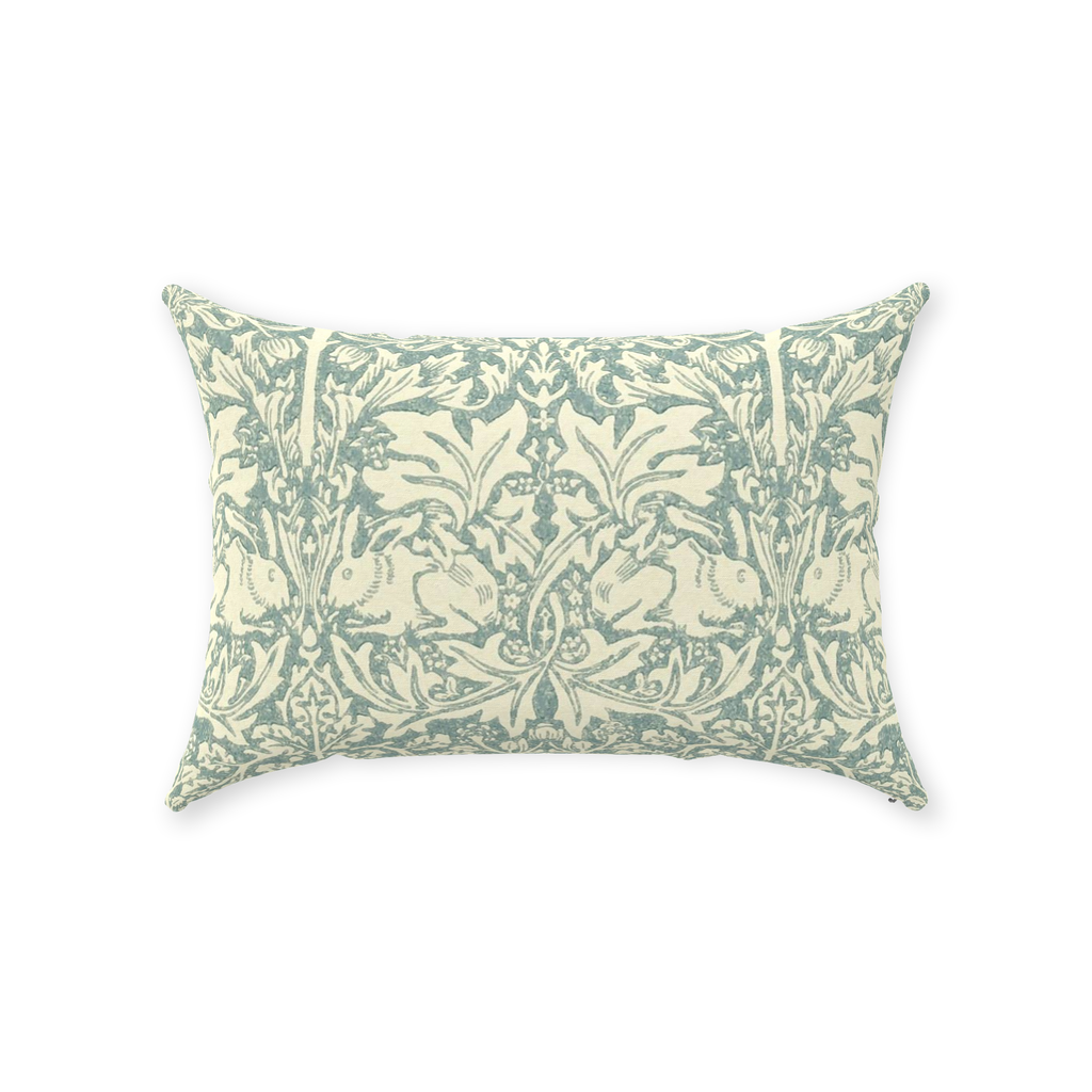 Brer Rabbit Cotton Throw Pillows William Morris Blue Slate Vellum