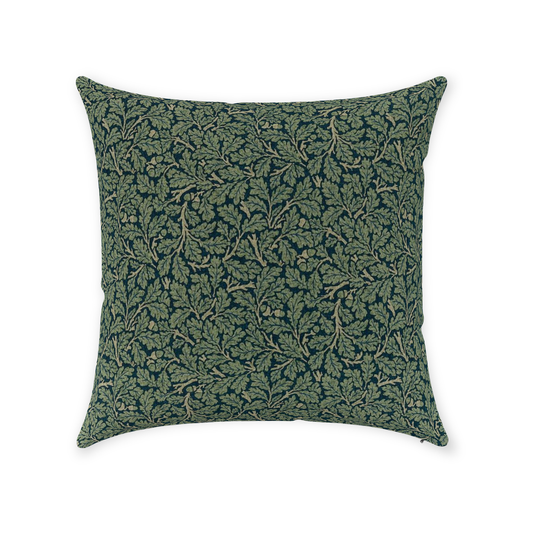 Oak Leaf Cotton Throw Pillows William Morris Dark Teal Slate Green