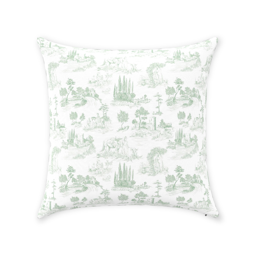 Toile de Jouy Cotton Pillows Sage Green