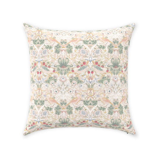 Strawberry Thief Cotton Throw Pillows William Morris Cream