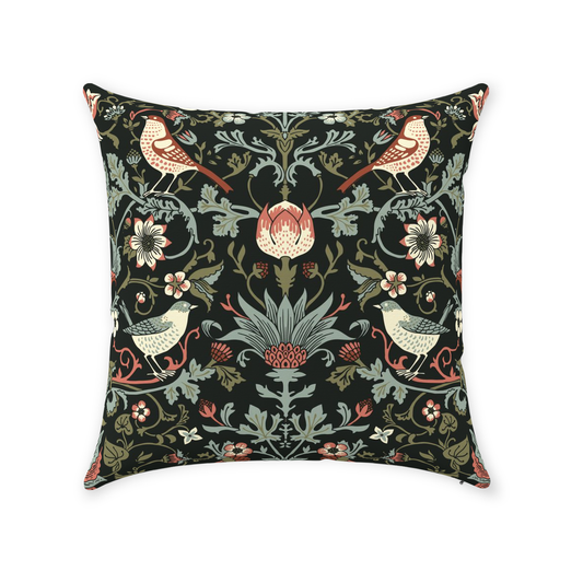 William Morris Cotton Pillows Enchanted Strawberry Thief Dark Night