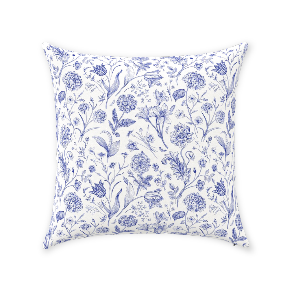 Blue and best sale white toile pillows