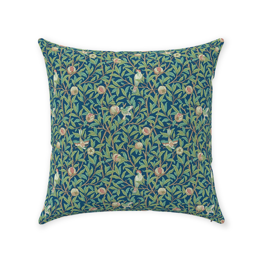 Bird and Pomegranate Cotton Throw Pillows William Morris Blue & Green
