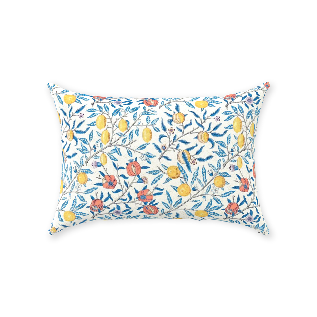 Fruit Cotton Throw Pillows William Morris Blue Lemon