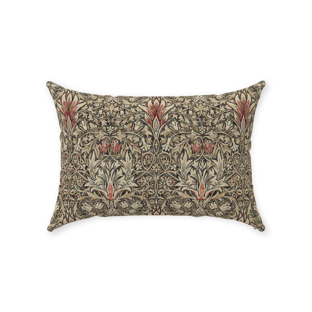 Snakeshead Cotton Throw Pillows William Morris Charcoal Spice