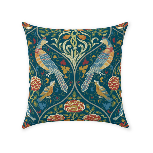 Seasons by May Cotton Throw Pillows William Morris Indigo Blue