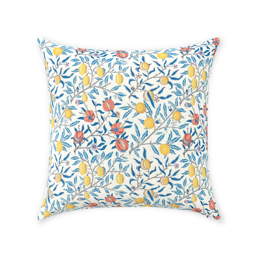 Fruit Cotton Throw Pillows William Morris Blue Lemon