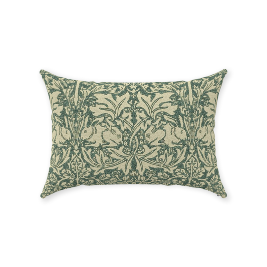 Brer Rabbit Cotton Throw Pillows William Morris Green Forest Manilla