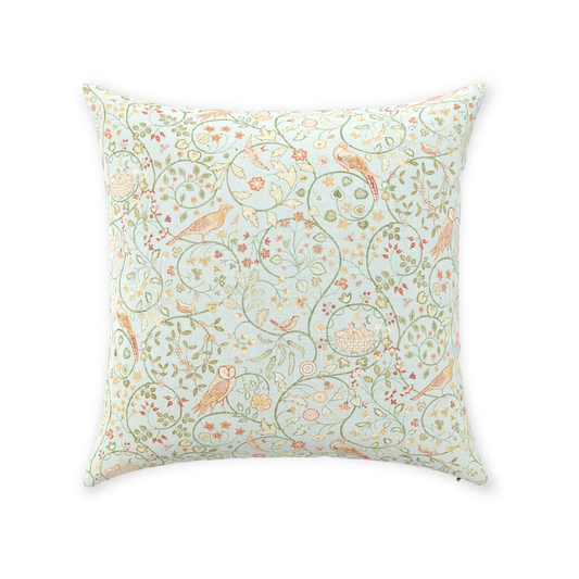 Newill Owl Cotton Throw Pillows William Morris Blue Peppermint Russet