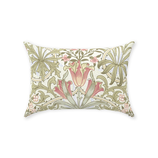 Woodland Weeds Cotton Throw Pillows William Morris Sage Pink