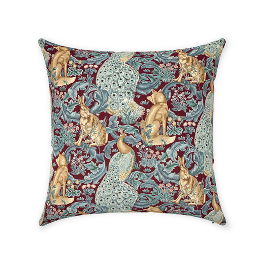 Forest Cotton Throw Pillows William Morris Plum