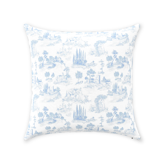 Toile de Jouy Cotton Pillows Light Blue