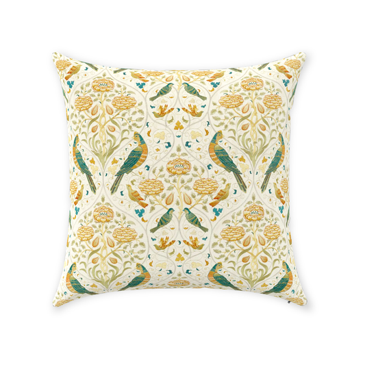 Seasons by May William Morris Cotton Throw Pillows Seaglass Brick