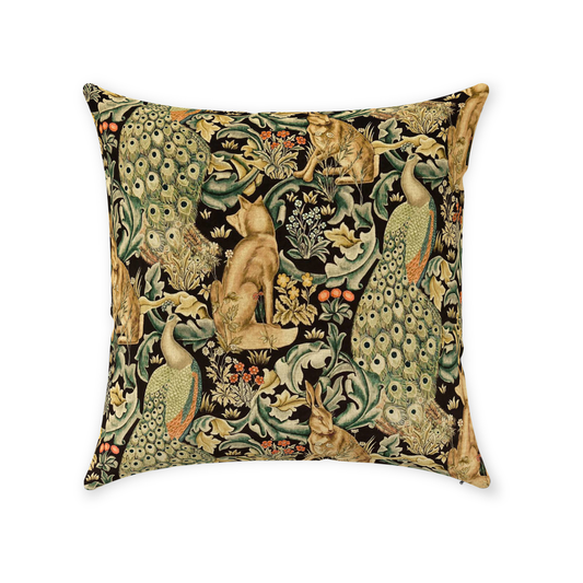 Forest Cotton Throw Pillows William Morris Charcoal Black