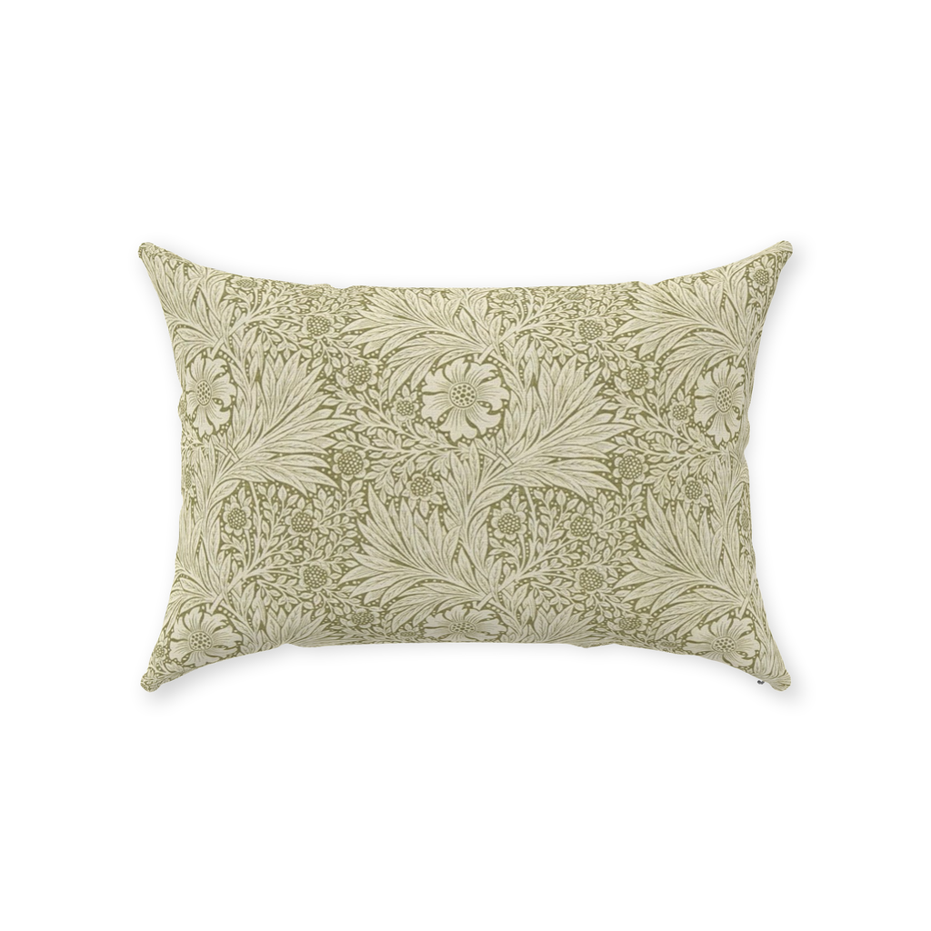 Marigold Cotton Pillow William Morris Olive Linen