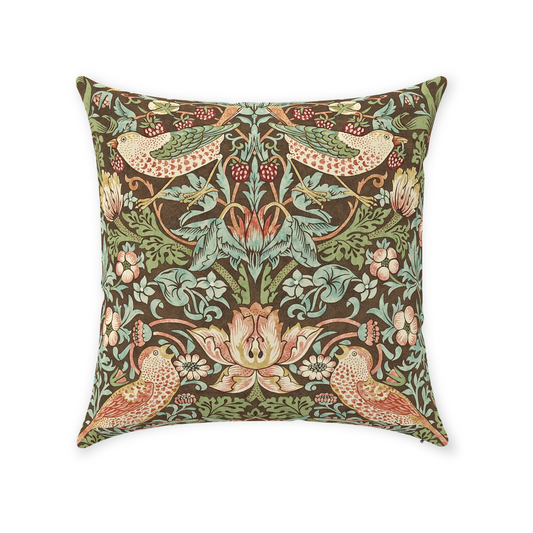 Strawberry Thief Cotton Throw Pillows William Morris Brown