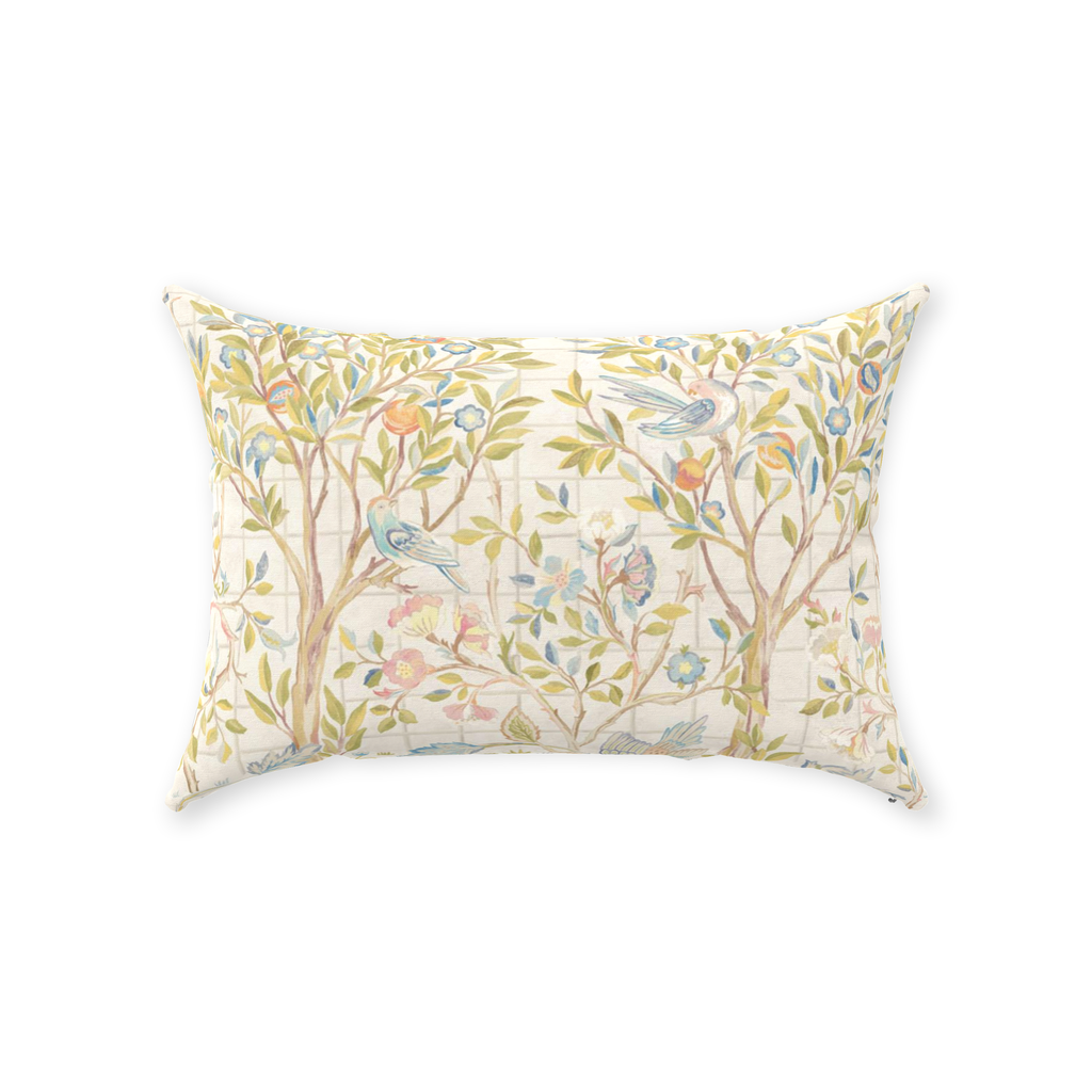 Melsetter Cotton Throw Pillows William Morris Ivory Sage Green