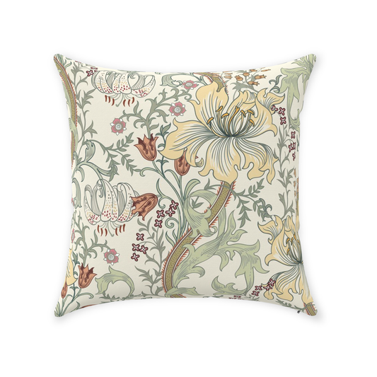 William Morris Cotton Pillows Enchanted Golden Lily Soft Sage