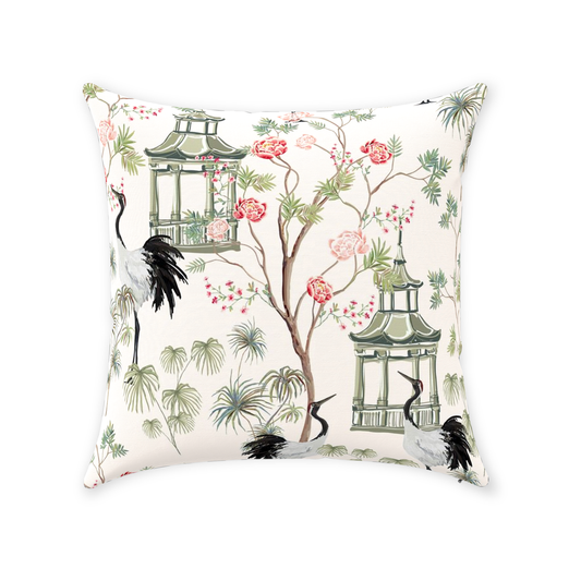 Chinoiserie Cotton Pillows Blush Pagoda