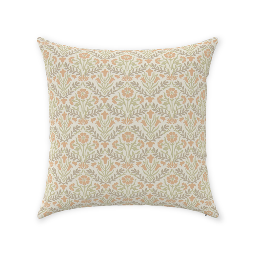 Bellflower Cotton Throw Pillows William Morris Saffron Olive Green