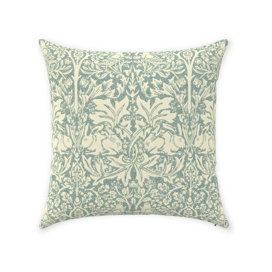 Brer Rabbit Cotton Throw Pillows William Morris Blue Slate Vellum