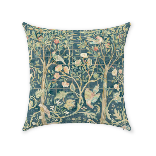 Melsetter Cotton Throw Pillows William Morris Dark Teal