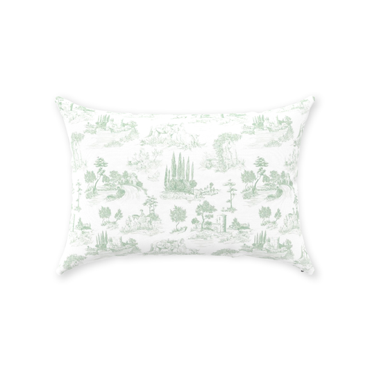 Toile de Jouy Cotton Pillows Sage Green