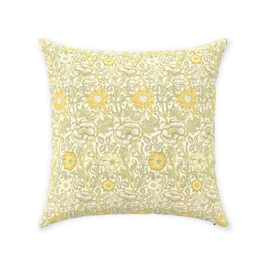 Pink and Rose Cotton Throw Pillows William Morris Cowslip Fennel Yellow