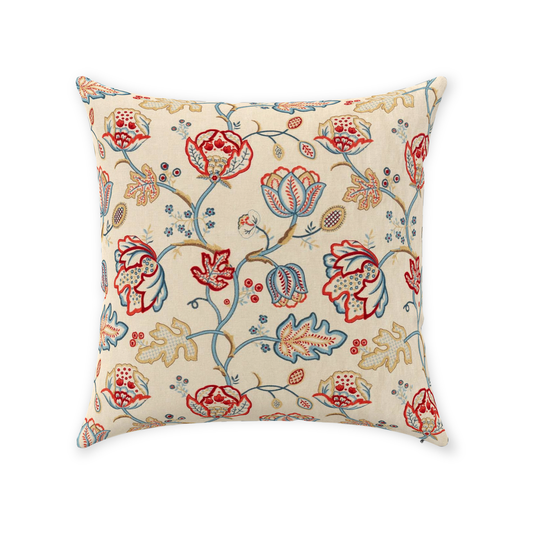 Theodosia Cotton Throw Pillows William Morris Wine Red Indigo