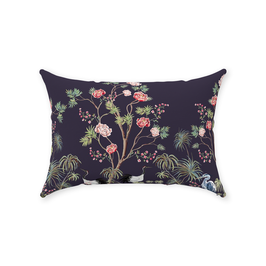 Chinoiserie Garden Cotton Pillows Peony Herons
