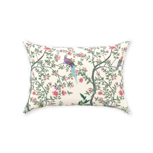 Chinoiserie Cotton Pillows Lemon Cream Garden