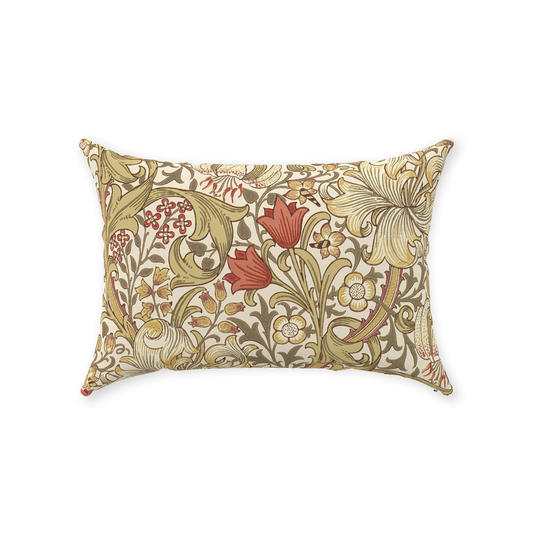 Golden Lily Cotton Throw Pillows William Morris Biscuit Brick