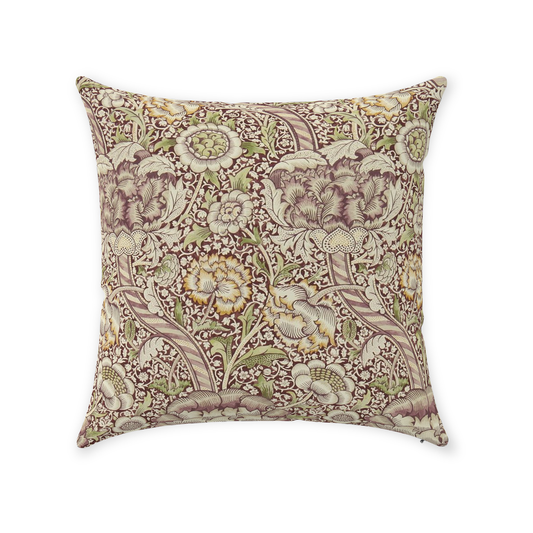 Wandle Cotton Throw Pillows William Morris Wine Saffron