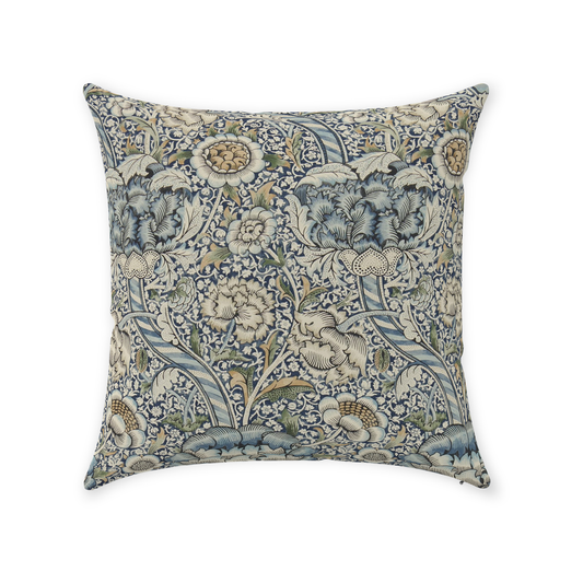 Wandle Cotton Throw Pillows William Morris Blue Stone