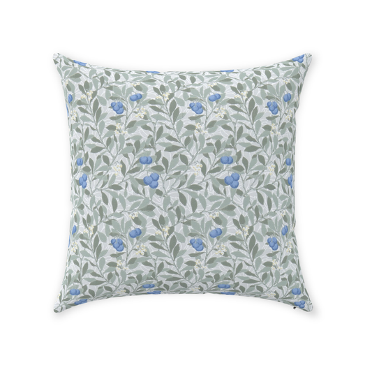 Arbutus Cotton Throw Pillows William Morris Grey Silver Cobalt