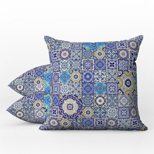 Pueblo Outdoor Pillows Blue & White