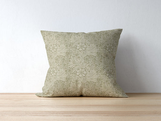Marigold Cotton Pillow William Morris Olive Linen